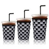 Reusable Ice Coffee Cup Sleeves for Cold Drink 16-32oz(Black Checked