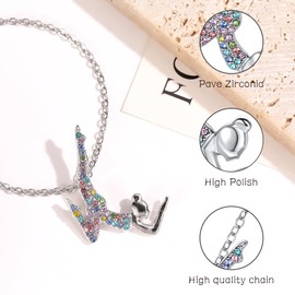 CEMOTY Charm Necklaces for Teen Girls-Gymnastics Necklace for Teen Girls-Cute Gymnastics Pendant Necklace Jewelry for Girls Birthday Christmas Gifts-Girls MixColor Gymnastic Necklaces