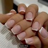 24pcs Glossy Short Square Fake Nails, White French Tip Press