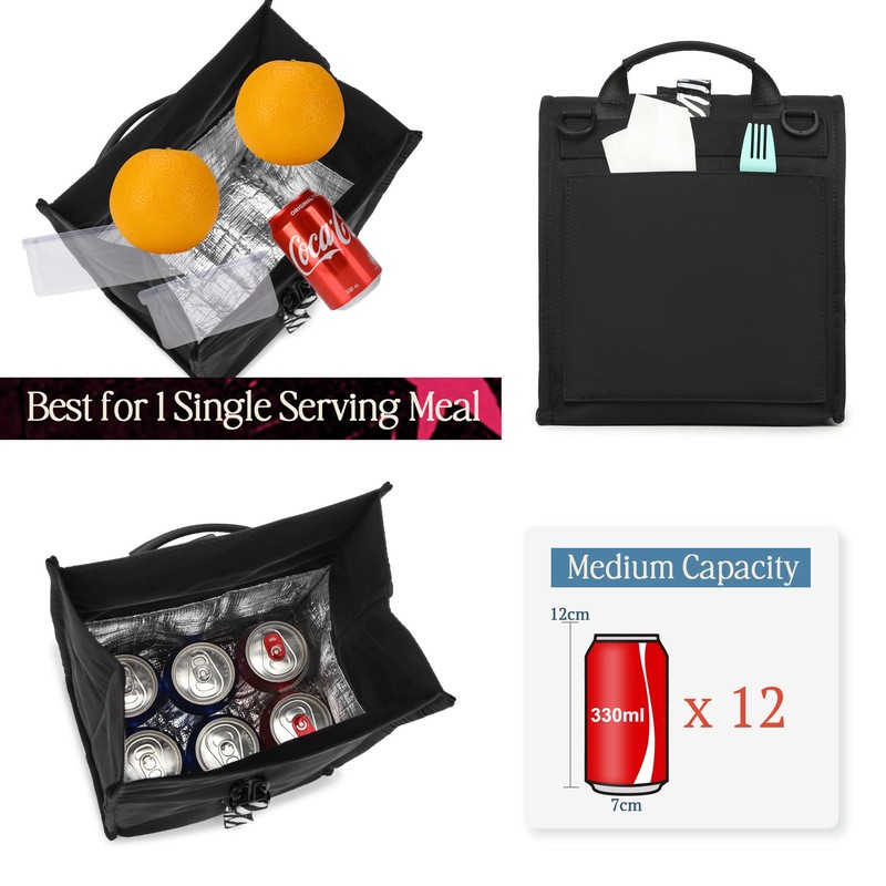 SUNNY BIRD Insulated Lunch Bag Rolltop Lunch Box Tote Bag