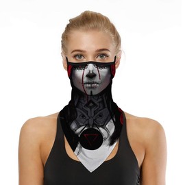 Neck Gaiter Face Mask Covering Bandanas for Men Women Summer UV Face Scarf Mask Cover Facemask Balaclava Headbands - Color: H: Black Grey White Red