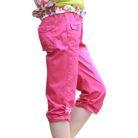 MEILONGER Girls' Shorts for Children, Cotton, Elasticated Waist with Cargo Pockets, 32254 Rose Red