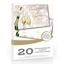 Olivia Samuel 20 x Engagement Party Invitations from Gold Champagne - Ready to Write with Envelopes