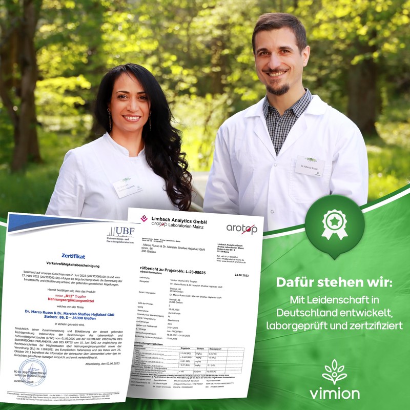 Vimion Vitamin B12 Drops, Alcohol-free, Bioactive B12 as Methylcobalamin and