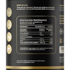 Hongo Melena de León | 100% Orgánico 1000 mg por porción. Adaptógeno Natural. 180 Cápsulas. Organic Lions Mane B Life.