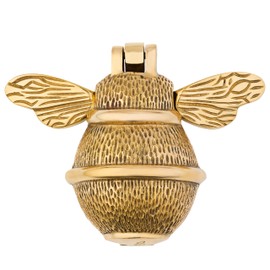 Gold Bee Door Knocker for Front Door | Polished Solid Brass Gold Knockers with Strike Plate | UPVC | Bumblebee Front Door Furniture with a Unique Design (Brass)