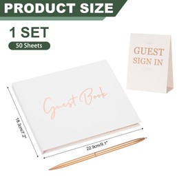 PATIKIL Guest Book, 100 Pages Wedding Guest Reception Signature Book Party Decorations Supplies with Pen Signboard for Birthday Bridal Shower, Rose Gold