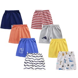 loyboon Baby Boy Cotton Shorts Unisex Toddler Baby Summer Shorts for Boys Children Summer Clothing, Set of 6 Multi-Pack 1-5 Years, Red Shorts for Baby Boys