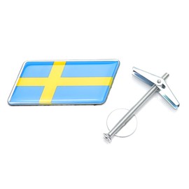 iJDMTOY Sweden Flag Emblem Badge w/Grille/Mesh Mount Toggle Bolt Anchor Compatible with Swedish Scandinavian Cars Volvo Saab Scania, etc
