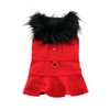 DOGGIE DESIGN Wool Fur Trimmed Dog Harness Coat with Leash