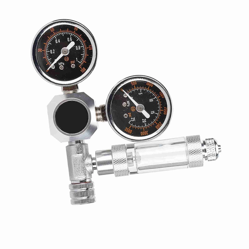 CO2 Regulator Aquarium Dual Gauge Display with Bubble Counter and