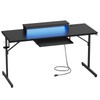 Bestier 63 Inch Gaming Desk with Power Outlets & LED