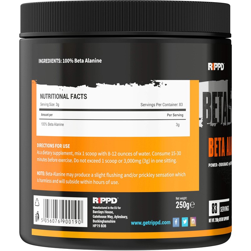 RIPPD BETARIPPD Beta Alanine 250g Powder Preworkout – Muscle Strength