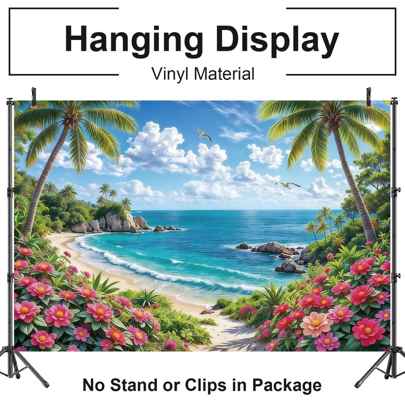 Summer Hawaiian Beach Backdrop Tropical Backdrop 10x8ft