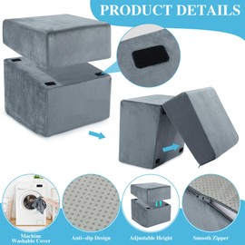 ROYALAY Adjustabl Foot Rest Under Desk for Office, High-Density Foam Foot Rest with 3 Adjustable Heights, Ergonomic Footrest with Washable Cover for Home, Airplane, Travel(16 * 16 * 17in, Gray)