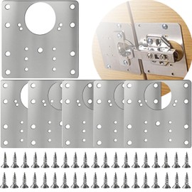 6PCS Cabinet Hinge Repair Plate Kit – Stainless Steel Hinge Repair Brackets with Screws for Kitchen Cabinets, Cupboard Doors, Furniture Fixing
