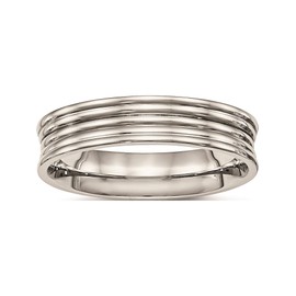 Jewelry By Sweet Pea Stainless Steel Polished Ridged 5.00mm Band (Width=5)