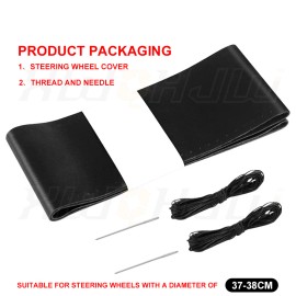 XWQHJW For 2015-2023 Dodge Challenger Black Leather Steering Wheel Cover