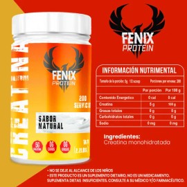 Creatina Monohidratada 1kg Fenix Protein 200 Servicios