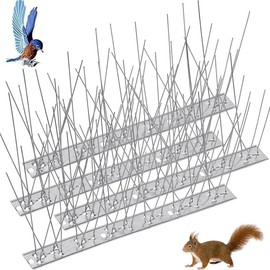 LELYFIT Pigeon Spikes, Bird Spikes with Stainless Steel Base, Bird Deterrent Spikes Set, Bird Control Anti Pigeon Spikes Bird Deterrent Set for Crows, Seagulls and Small Birds,Cover 2m