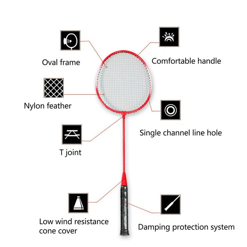 LEIJIAER Badminton Racket Offensive Iron Alloy Lightweight Comfortable Grip Sports