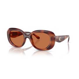 COACH Women's Hc8391u Pillow Tabby Universal Fit Oval Sunglasses, Caramel Tortoise/Brown Solid, 53 mm