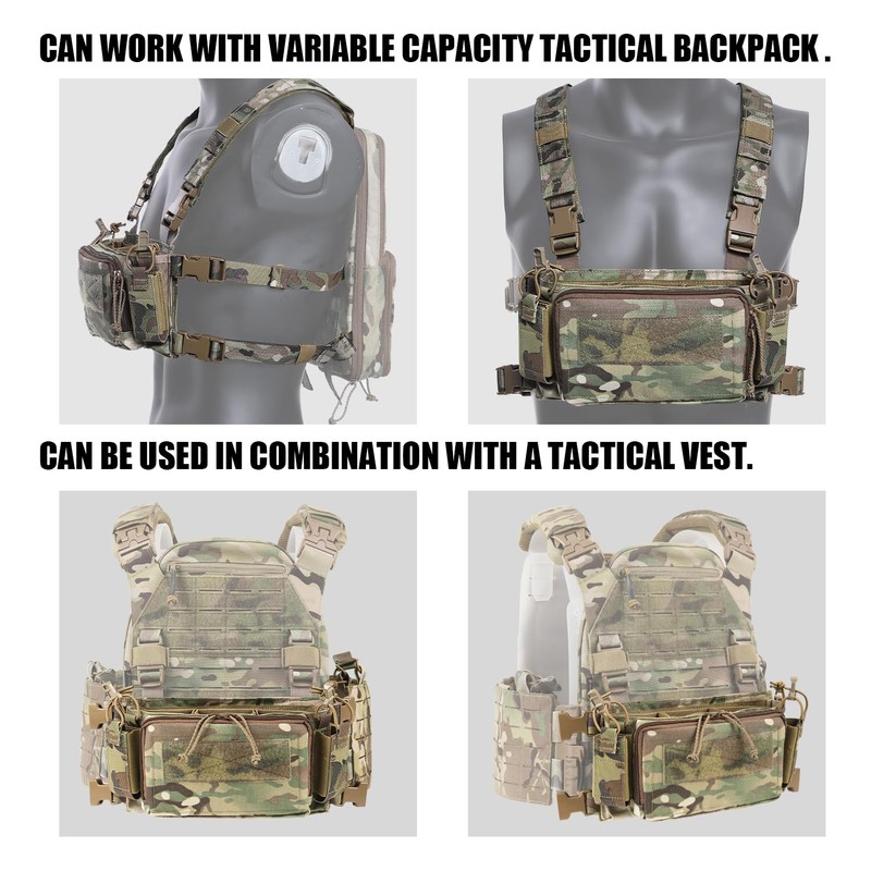 VOTAGOO Tactical Chest Rig with Triple 5.56/7.62 Mag Pouch, X-Harness