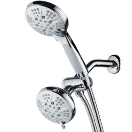 Hotel Spa Notilus Surround-Shower(TM) High-Pressure 48-setting Luxury 3-way Shower Head/Handheld Combo - Anti-Slip Grip, Anti-Clog Jets, Heavy-Duty Stainless Steel Hose, All-Chrome Finish