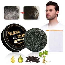 Grey Shine Soap, Solid Shampoo Bar, Grey Gloss Hair, Natural Soap for Removing Grey Hair, Hair Blackout Shampoo, Promotes Darkening of Hair and Prevents Hair Loss (A)