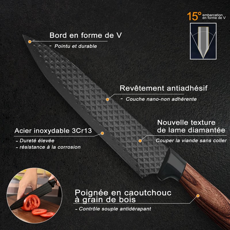 6pcs High Carbon Stainless Steel Knives Handmade Forged Cleaver Chef