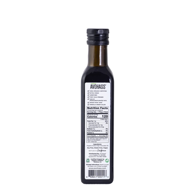 Avohass USDA Organic Certified Extra Virgin Avocado Oil from Mexico