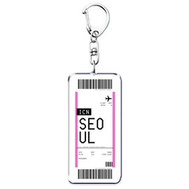 [ALOHAMONI] BOARDING PASS Flight Key Chain Acrylic Key Chain Airport Airplane Ticket Aviation Travel Boarding PASSENGER FLIGHT AIRPORT (SEOUL)