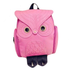 WYSBAOSHU Womens Fashion Owl Backpack Girl's PU Leather Mini Daypacks(Rose Red)