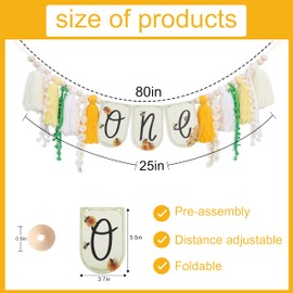 Bee Yarn tassels First Birthday High Chair Banner - Bee for 1st Birthday Highchair Banner,Beehive Theme Birthday Party Supplies,1st Birthday Decoration,Daisy Photo props