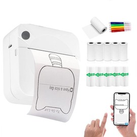 USB Portable Mini Photo Printer, 1 Set Mobile Phone Photo Printing Machine, Wireless Printer with 11 Rolls Thermal Paper for Home Office School:_Pink_1 set