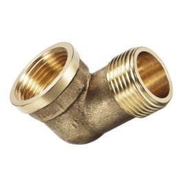 DTGN 3/4 BSP x 3/4 BSP(Male x Female) 90 Degree Elbow Pipe Fitting - 2Pack - Good for Water Pipe System - Brass Tube Fittings - Gold Tone