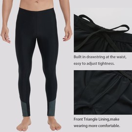 Ubestyle UPF 50+ Men's Active Surfing Water Leggings Swim Pants Swim Tights Beach Pants Sun Protective (UBT3006BLACKGRAYS)