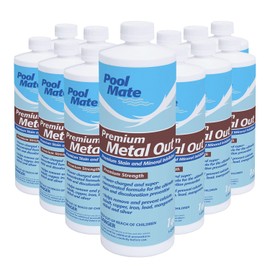 Pool Mate 1-Quart 12-Pack Premium Metal Out Stain and Mineral Inhibitor, Pool Metal Remover, Stain Remover, Made in USA