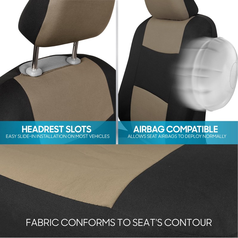 BDK PolyPro Seat Covers Full Set in Beige on Black