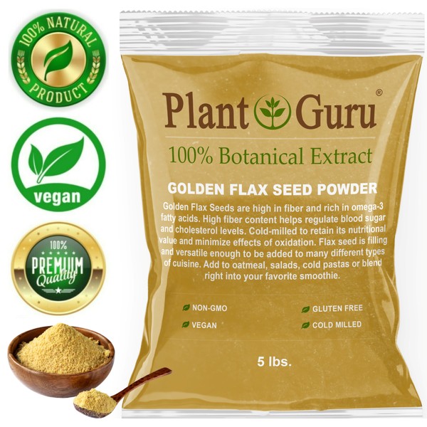 Golden Flax Seed Powder 5 lbs. Bulk Omega-3 NON GMO Pure Flaxseed Ground Meal