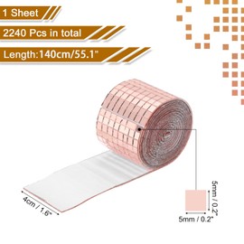MECCANIXITY 2240 PCS Glass Mirrors Disco Ball Tiles Self-Adhesive Rose Gold Mirror Mosaic Tiles 5 x 5mm for Disco Ball, DIY Craft, KTV Decoration 1 Sheet