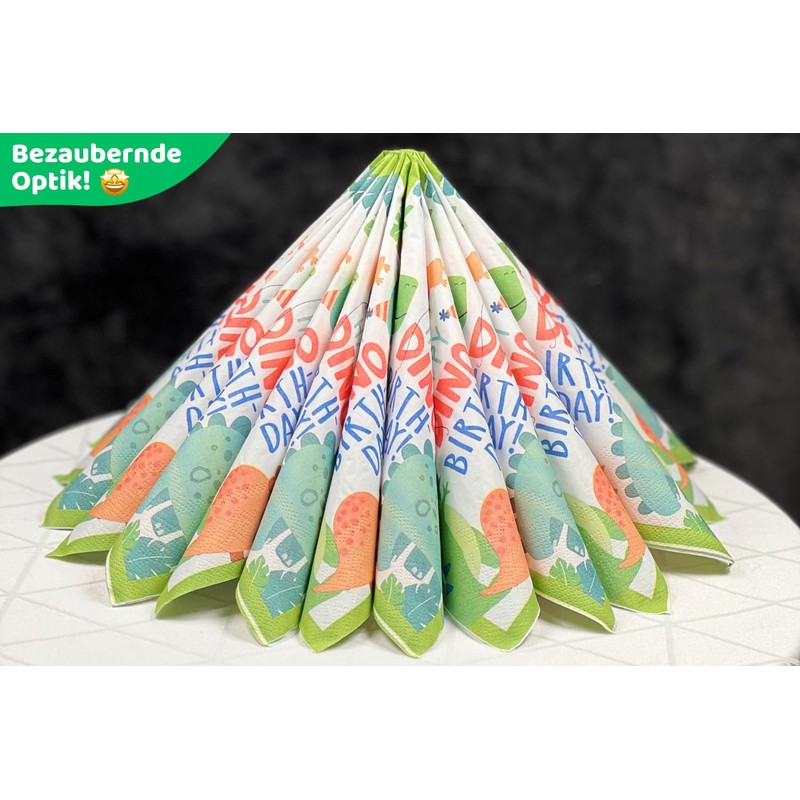 DIWULI Children's Birthday Napkins Dinosaur Pack of 20