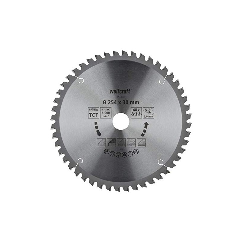 wolfcraft 6548000 Mitre Saw Blade Diameter 254 mm Fine, Clean