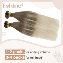 Fshine U Tip Extensions Echthaar Bonding Ombré Platinblond 45cm Keratin Bondings Extensions Haar Extensions Echthaar 50g Glatt Haarverlangerung Long Lasting in der Farbe BA8 60