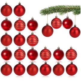 com-four® 24 x Christmas Tree Baubles - Plastic Christmas Tree Baubles for Christmas - Tree Decorations for the Christmas Tree - Christmas Tree Decorations - Plastic Baubles