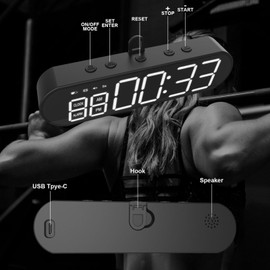 Portable Gym Timer, Multifunctional Gym Timer Interval Countdown Clock, Fitness Timer Clock Home Gym Workout Timer, 1000mAh USB Fitness Sports Interval Workout Timer