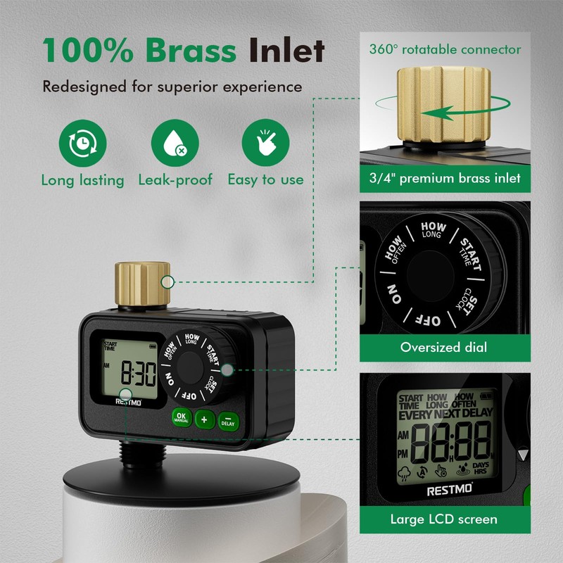 RESTMO Sprinkler Timer for Outdoor Hose Faucet, Up to 11h59m