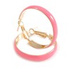 Wide Light Pink Enamel Hoop Earrings In Gold Tone/30mm D/Small