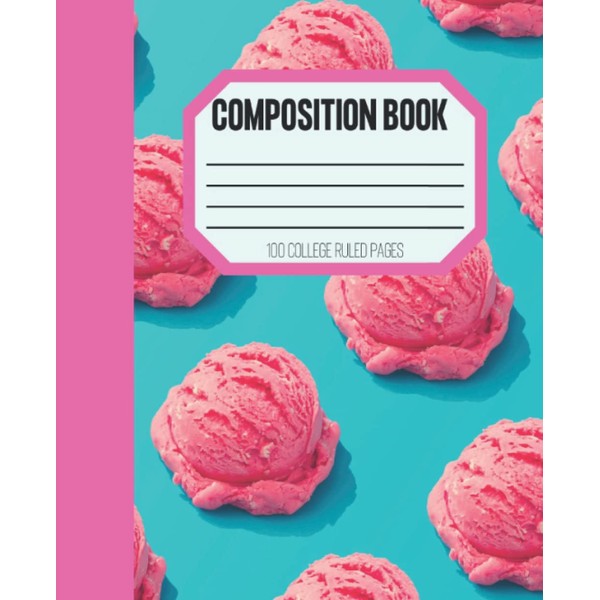 Strawberry Sherbet - Ice Cream Print Ruled Notebook