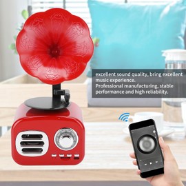 Retro Bluetooth Speaker, Mini Gramophone Shape Bluetooth Speaker Loudspeaker, Vintage Home Bedroom Decor, Retro Music Player Rechargeable (Red)